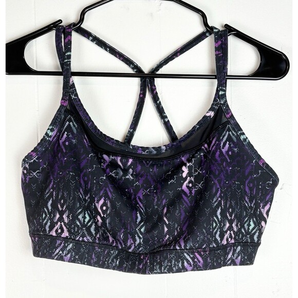 Gaiam Racerback Sports Bra Yoga Workout Black Purple Size Large - Picture 2 of 7